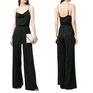 NWT Jason Wu “Emmett” Black Cowl Neck Jumpsuit with Goldtone Crystals (D-1)
